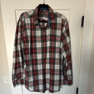 IZOD Plaid Red White Blue Green Cotton Long Sleeve Button-Up Shirt Men's XL